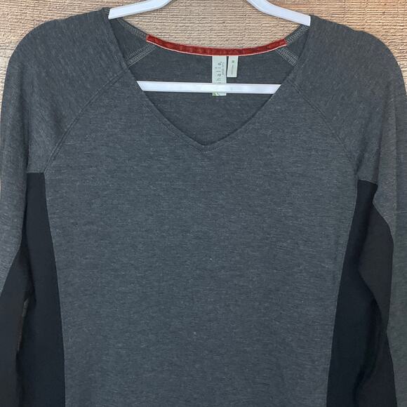 Sahalie Ponte Long Sleeve Dress Pocket Colorblock Gray Black Size Medium - Picture 2 of 10